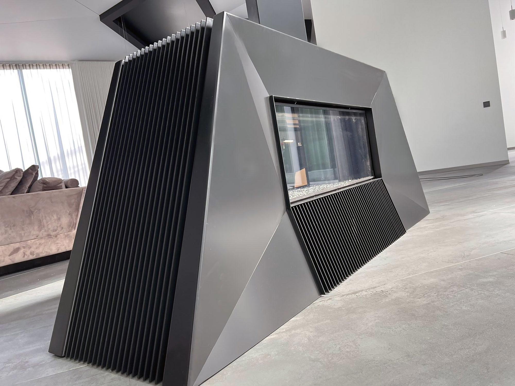 big stainless steel fireplace h