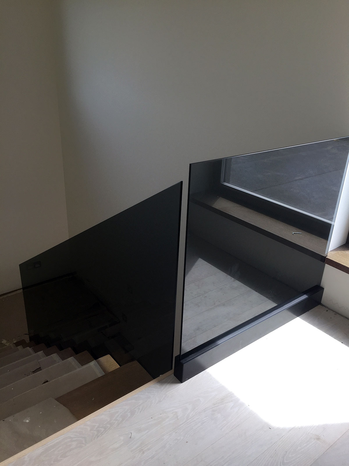 black glass handrails